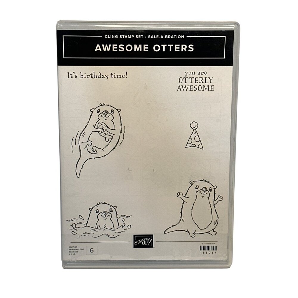PRE-USED Stampin’ Up! Awesome Otters 6-Pcs Cling Rubber Stamp Set Sale-A-Bration